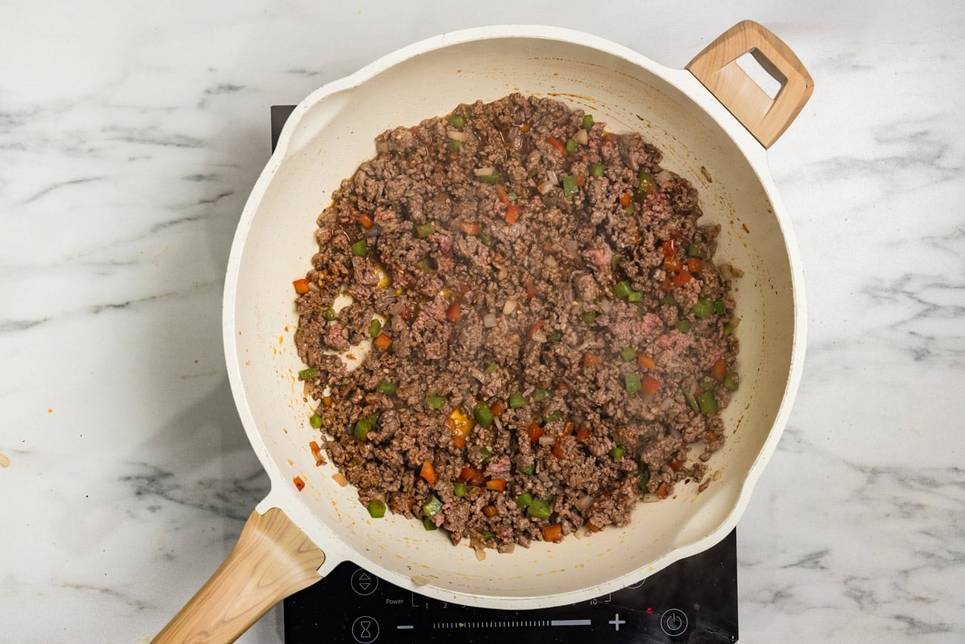 ground beef in skillet