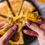hand holding Beef and Bean Quesadillas
