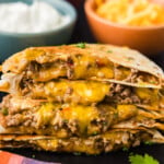 stacked Beef and Bean Quesadillas