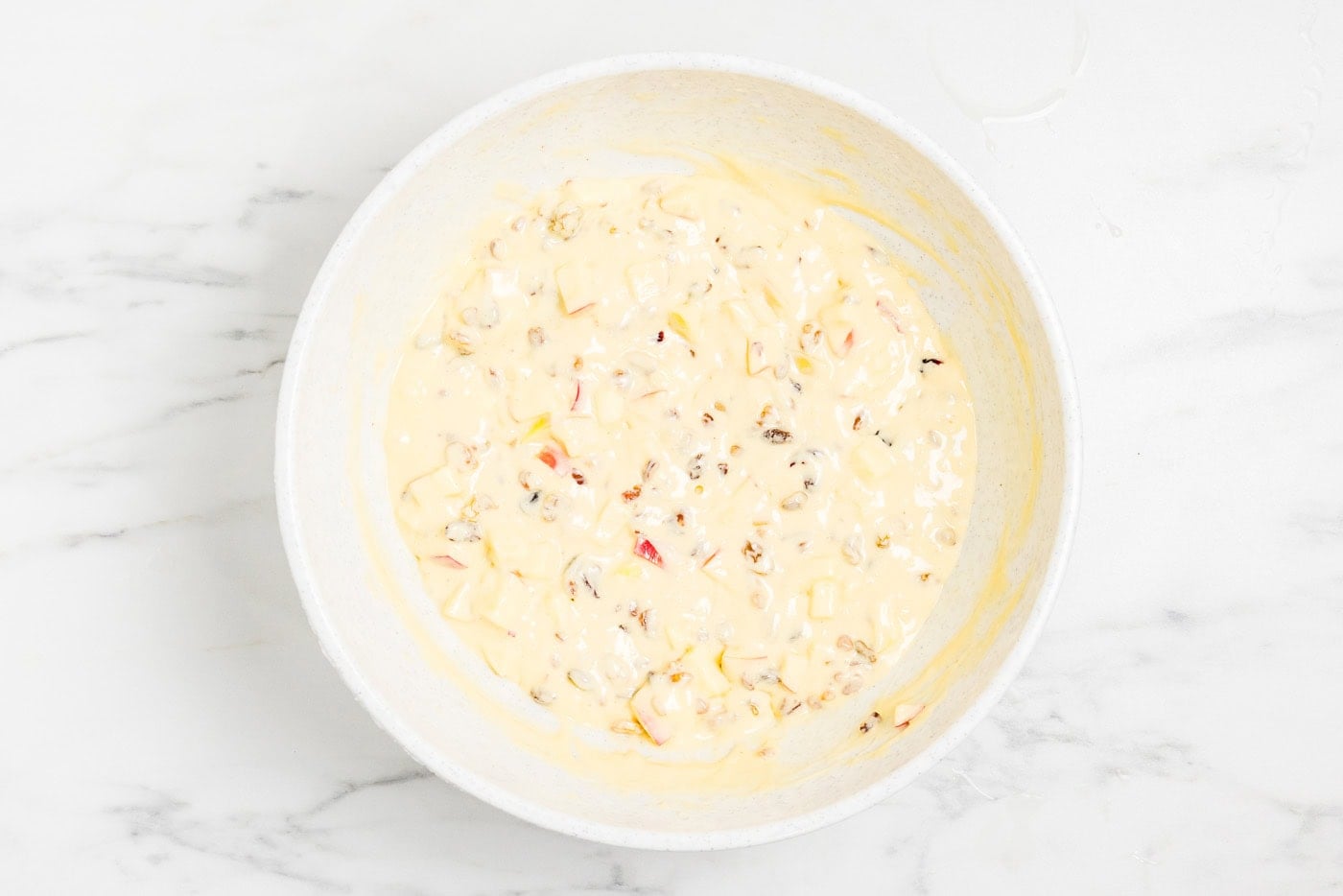 merryfield apple cake batter in bowl