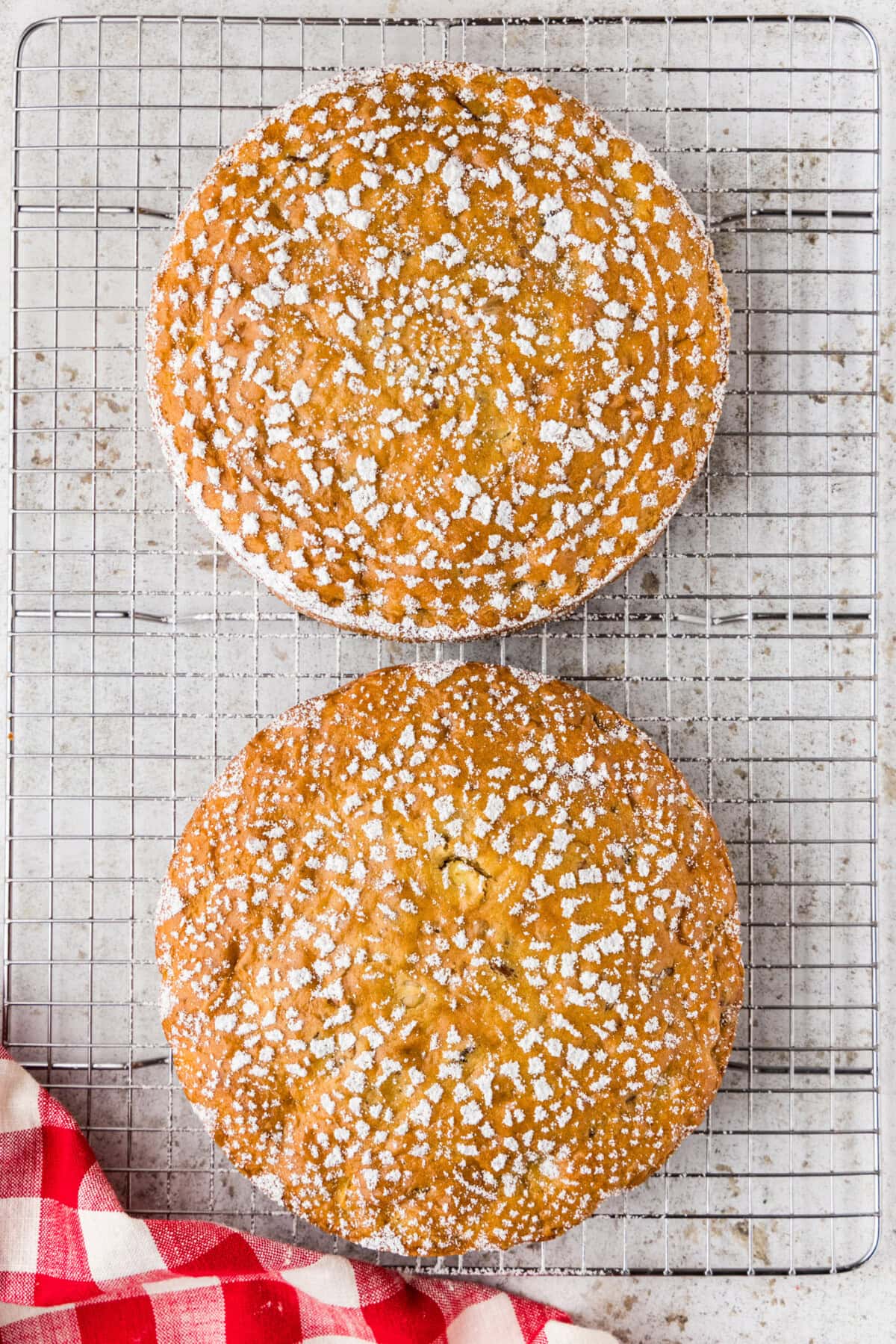 two Merryfield Apple Cakes doily dusted