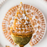 close up of a slice of Merryfield Apple Cake on spatula