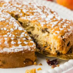 Slice of Merryfield Apple Cake being removed with spatula