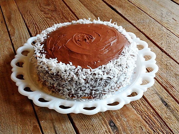 Almond Joy Coconut Snowflake Cake @amandaformaro Amanda's Cookin'