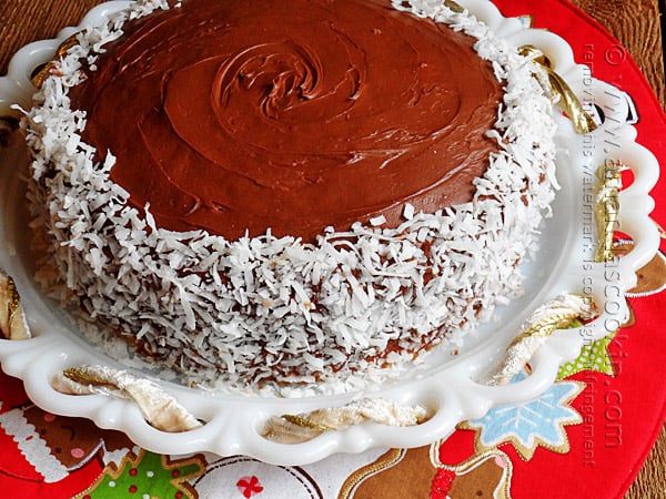 Almond Joy Coconut Snowflake Cake @amandaformaro Amanda's Cookin'