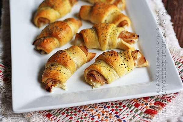 Turkey Pepper Jack Roll Ups appetizer with poppyseed topping