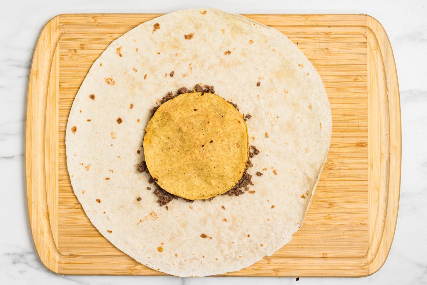 tostada on tortilla