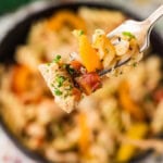 fork of chicken and peppers pasta