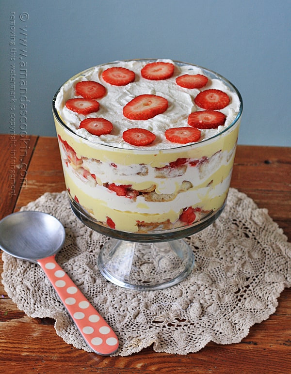 What a beautiful English trifle! Recipe has step by step photos too.