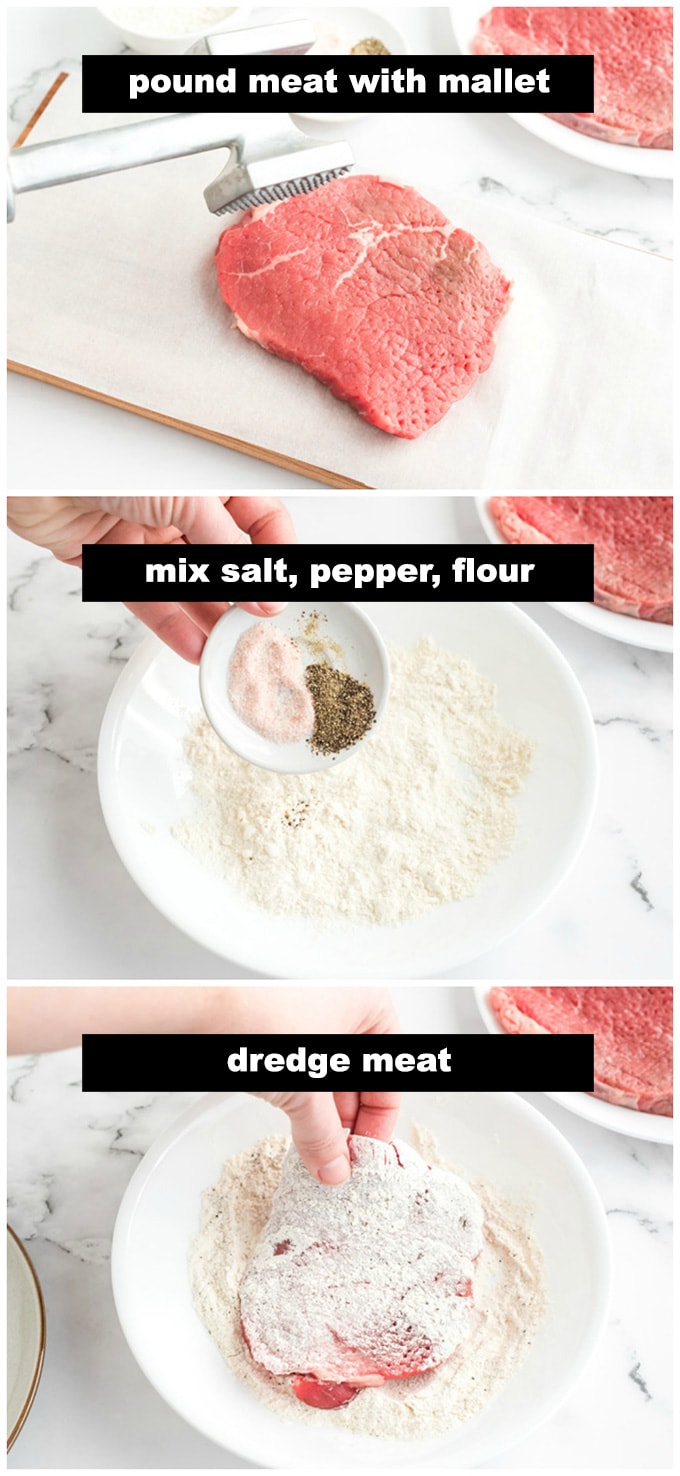 dredging meat in flour