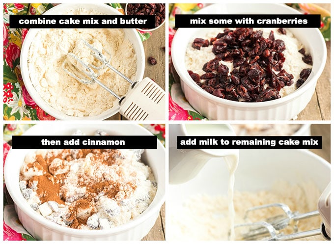mixing cake mix and other ingredients