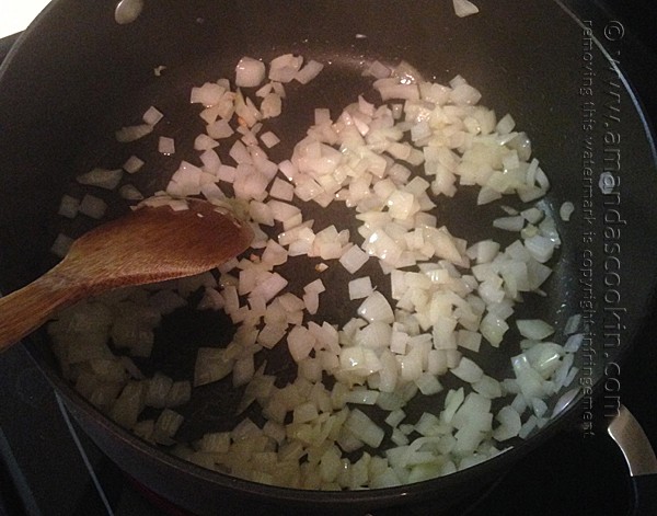 sautéing onion in saucepan