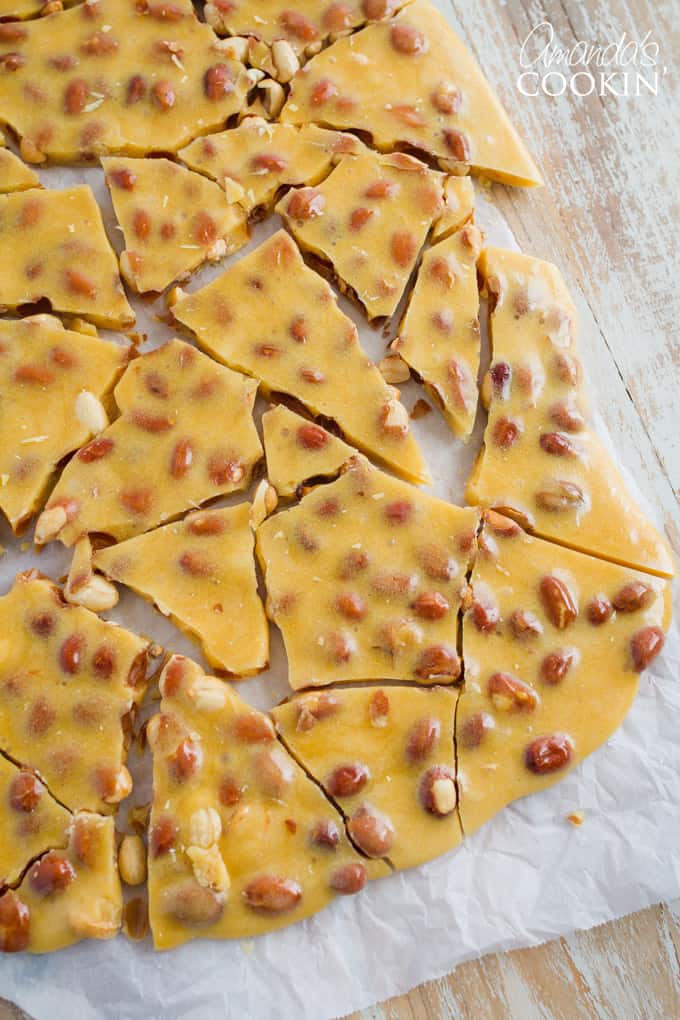 cut up peanut brittle