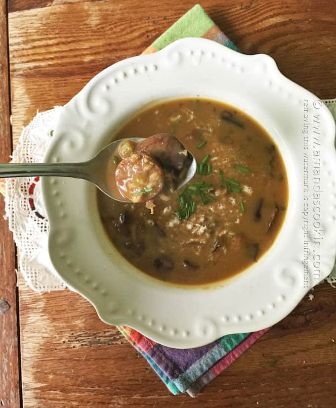 Mushroom Soup with Sausage & Wild Rice