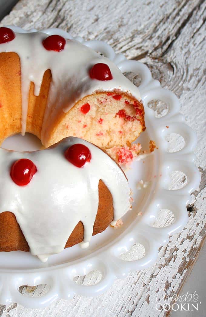 Maraschino Cherry Bundt Cake: a doctored cake mix
