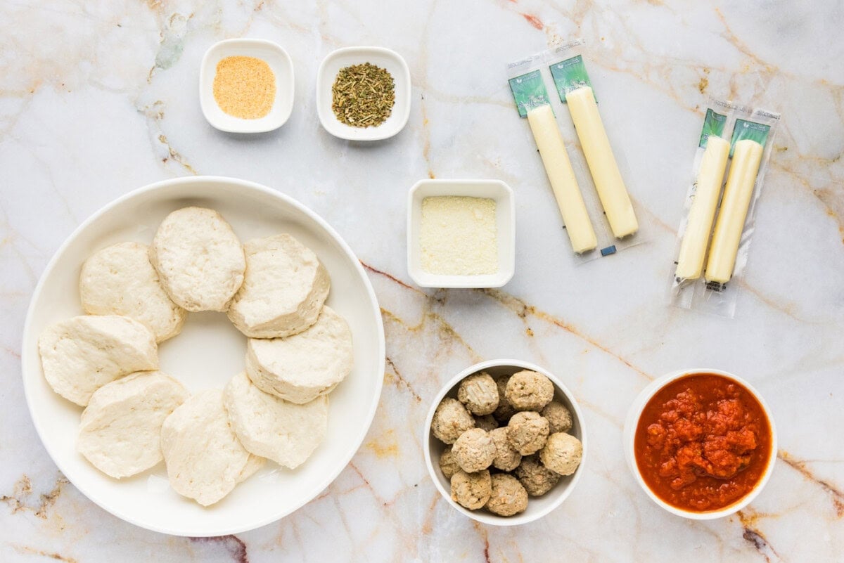 ingredients for meatball stuffed biscuits