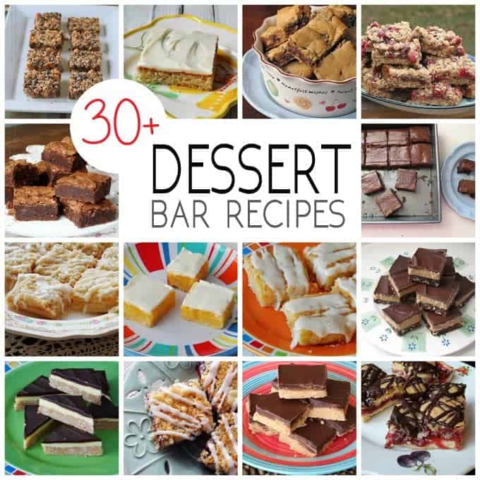 Photos of different dessert bar recipes.