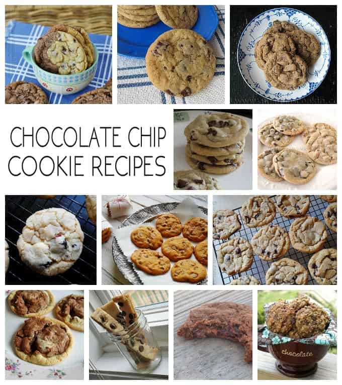 Photos of different chocolate chip cookie recipes.