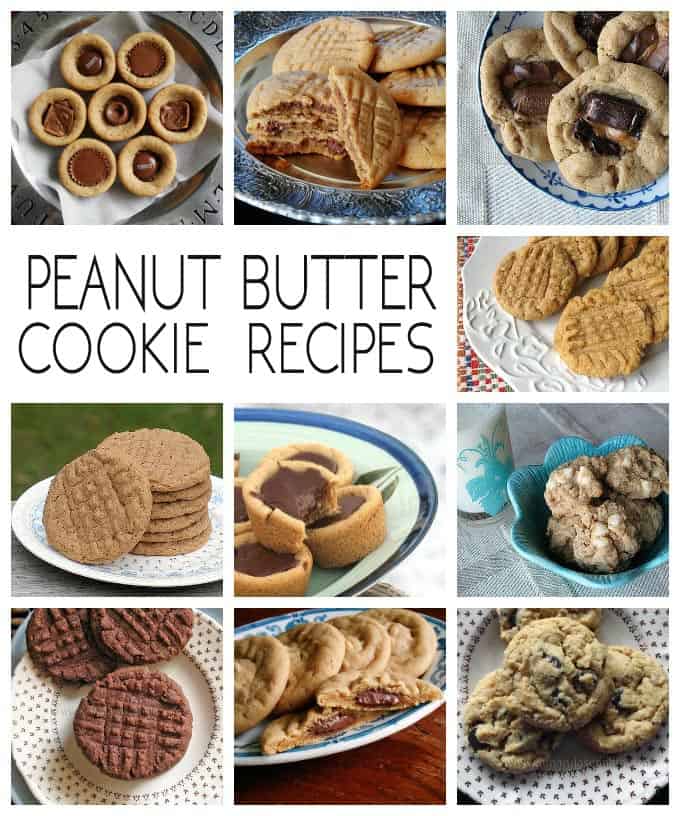 Photos of different peanut butter cookie recipes.