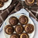overhead of a plate of buckeye brownie cookies