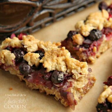 A close up photo of two berrylicious bars.