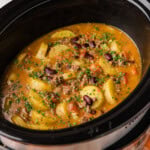 close up photo of Slow Cooker Cowboy Casserole in crockpot