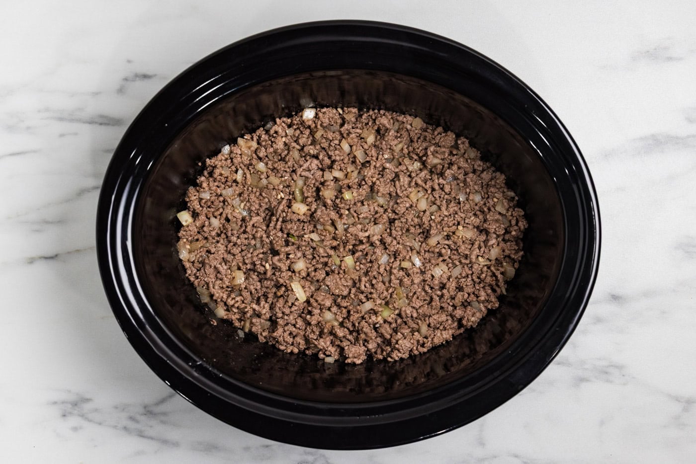 cooked ground beef in crockpot