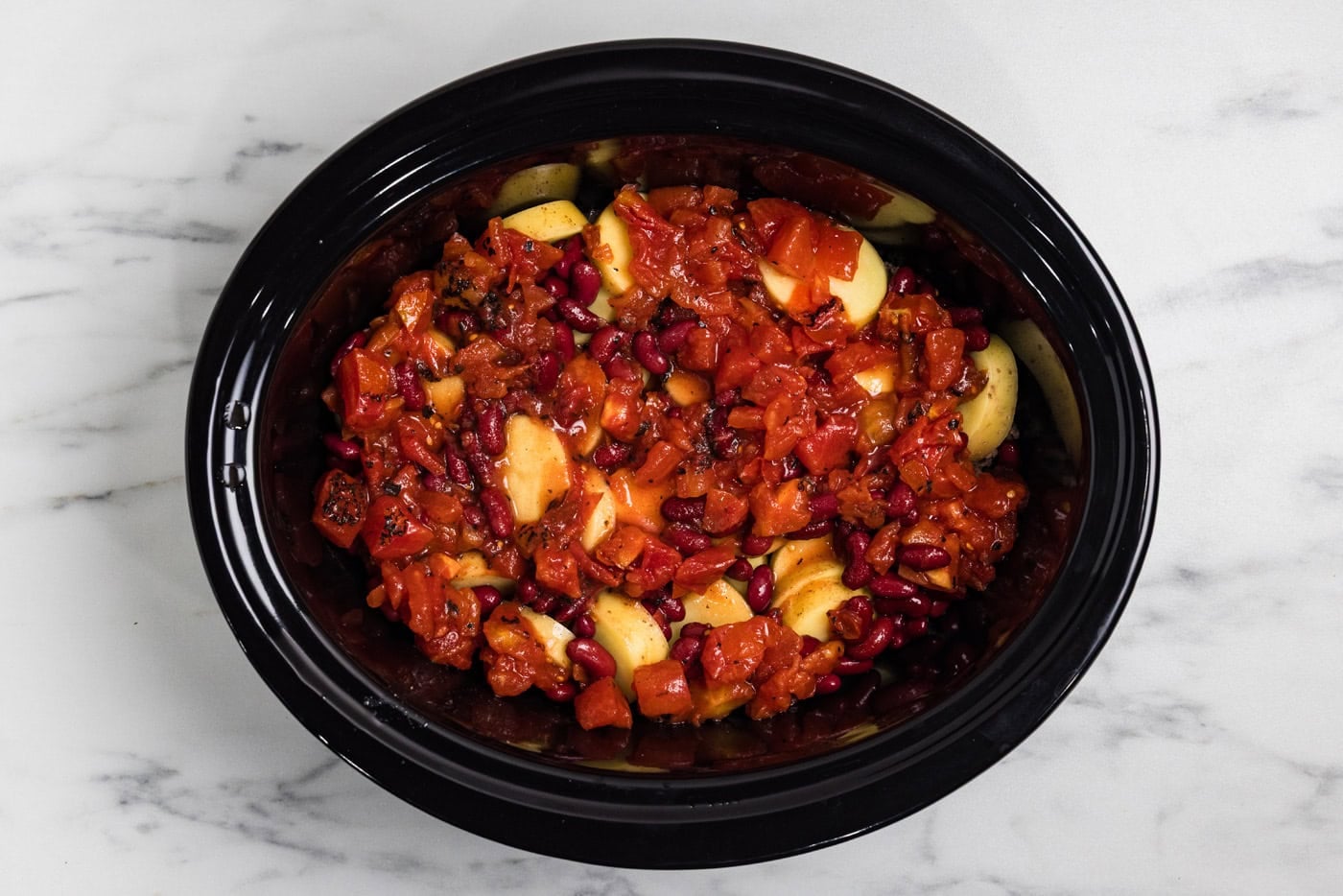 canned tomatoes added to crockpot