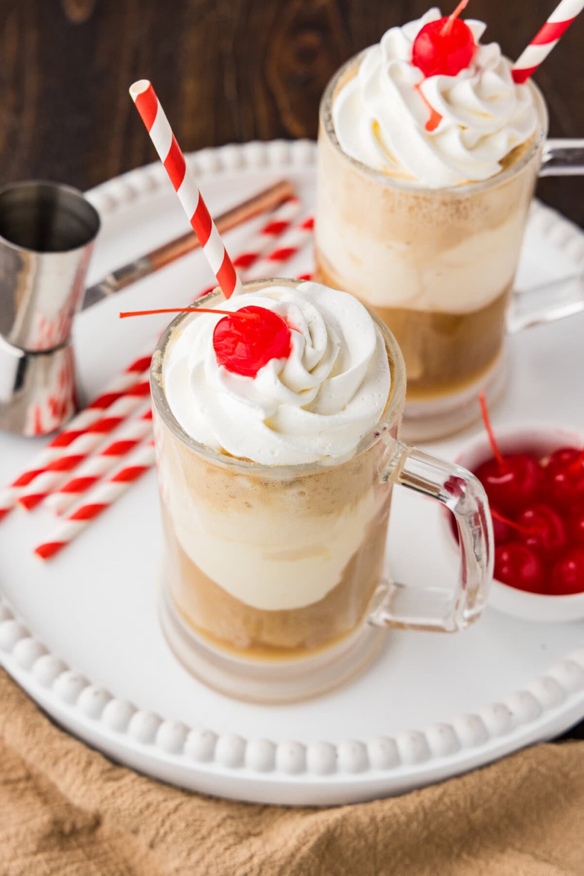 overhead view of Root Beer Float Cocktails