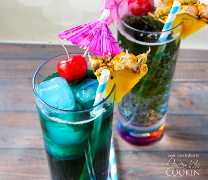 Blue mermaid cocktail with blue curacao 