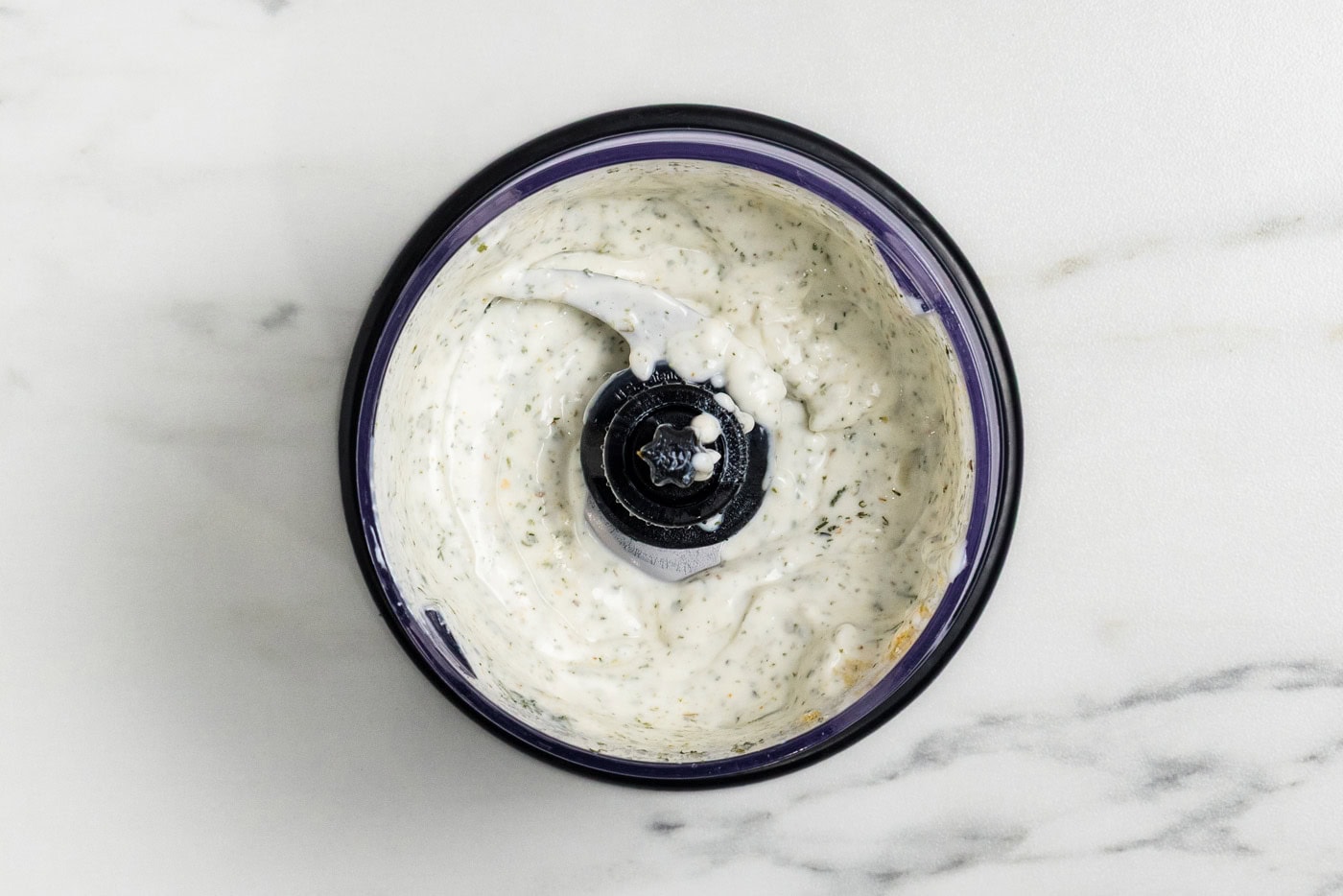 blended ingredients for Homemade Buttermilk Ranch Dressing