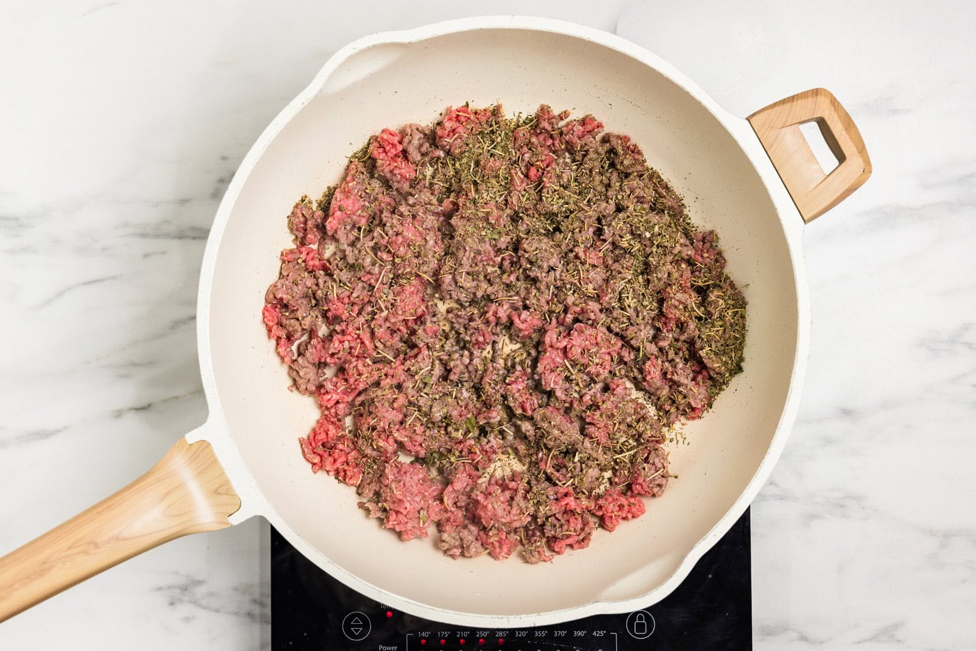 browning ground beef in skillet