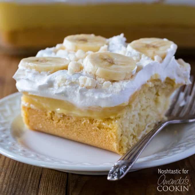 Banana Pudding Poke Cake: use a cake mix for this delicious treat