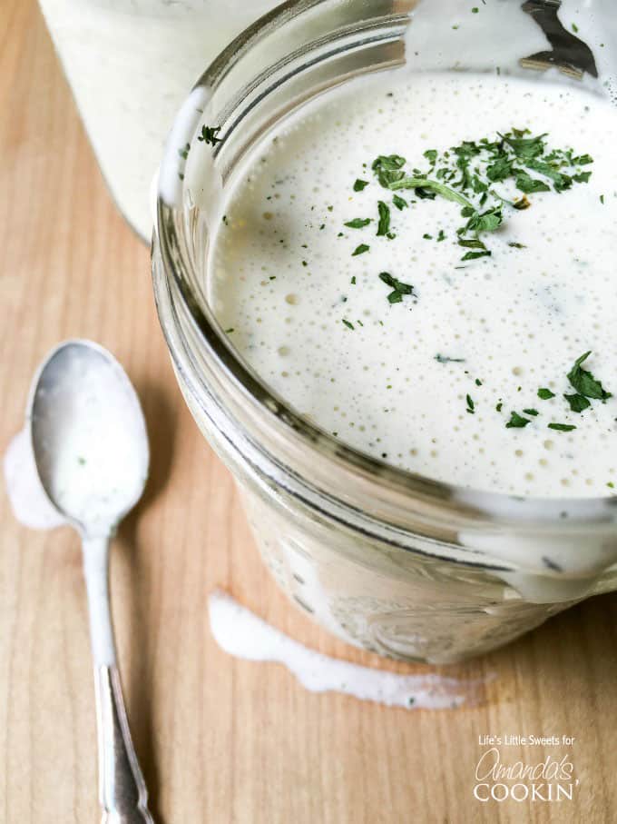 buttermilk ranch dressing in mason jar