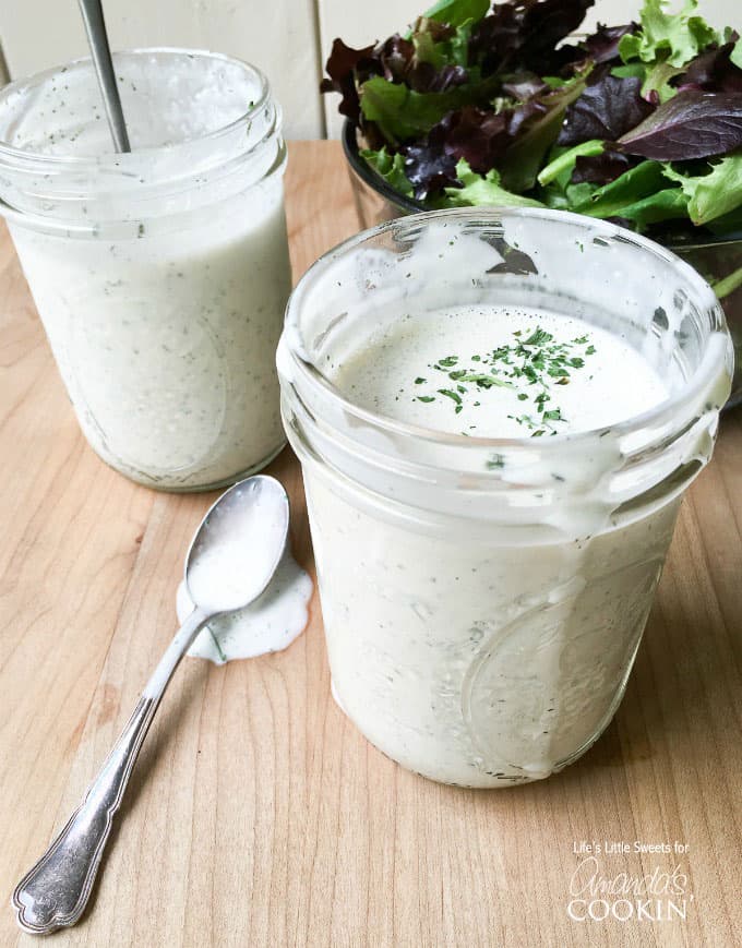 Buttermilk ranch dressing in mason jars