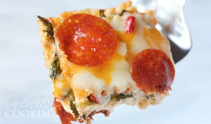 A close up of pizza lasagna.