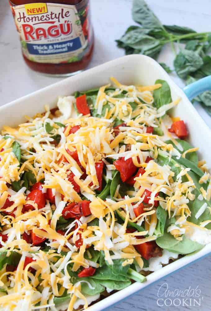 A photo of sprinkled cheese overtop of the vegetables.