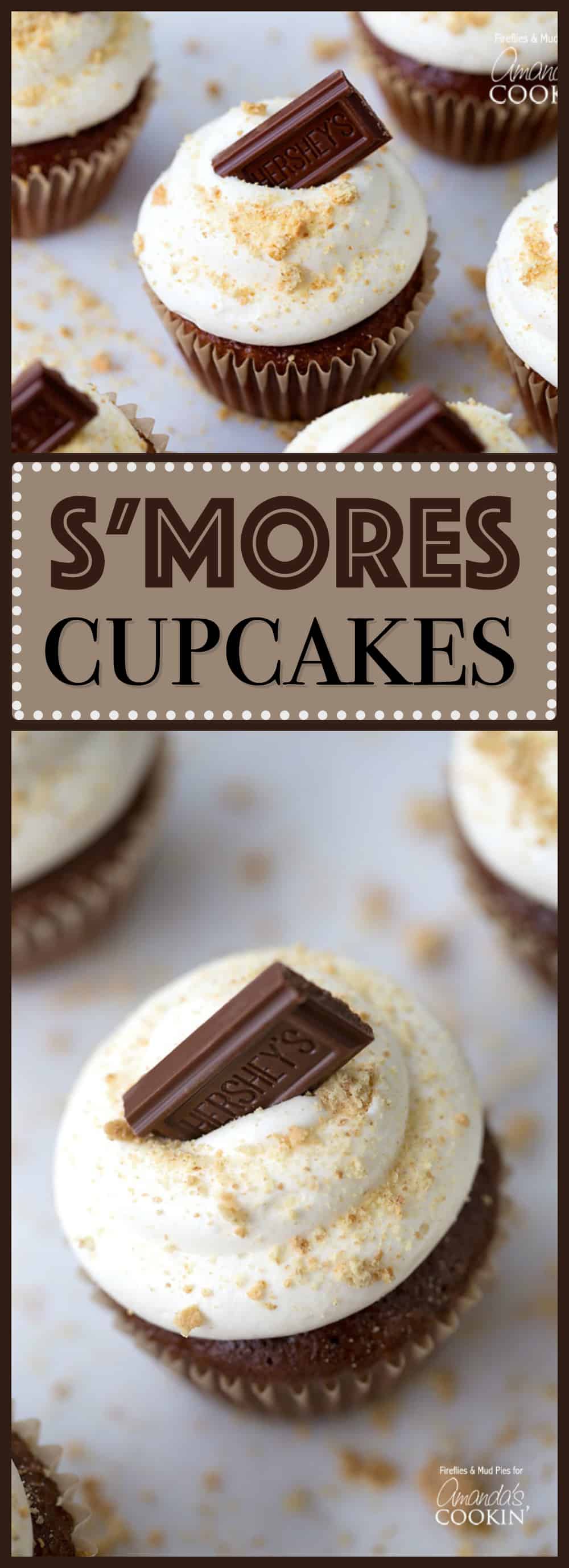 Photos of a s\'mores cupcake.