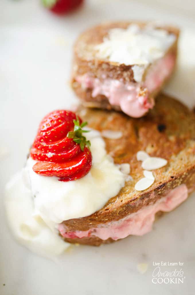 French toast with strawberries and cream cheese