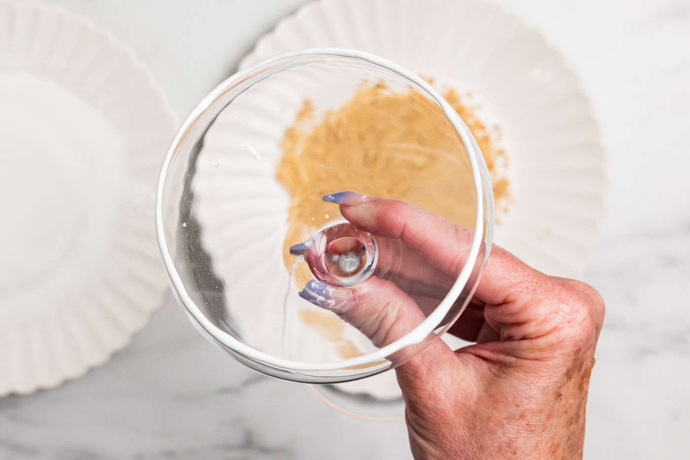 martini glass rim with marshmallow fluff