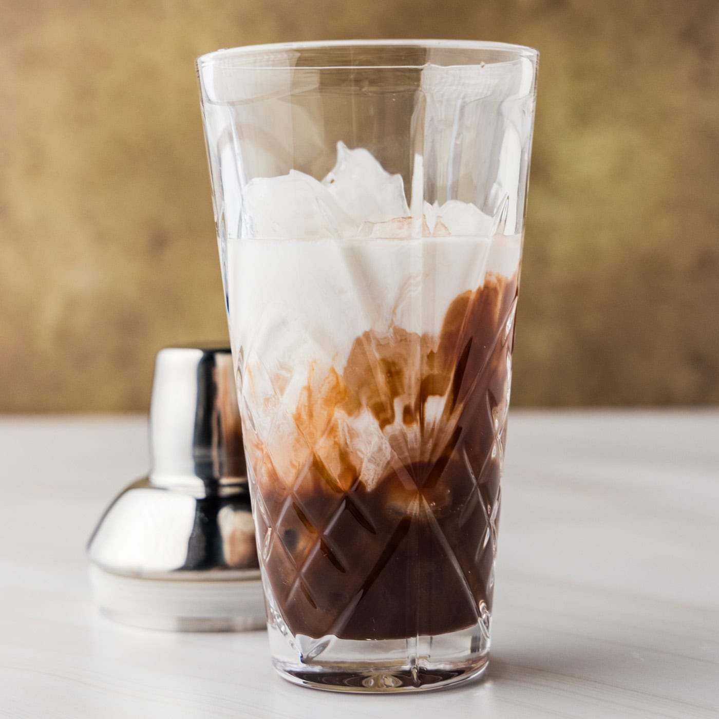 ingredients for S'mores Martini in cocktail shaker