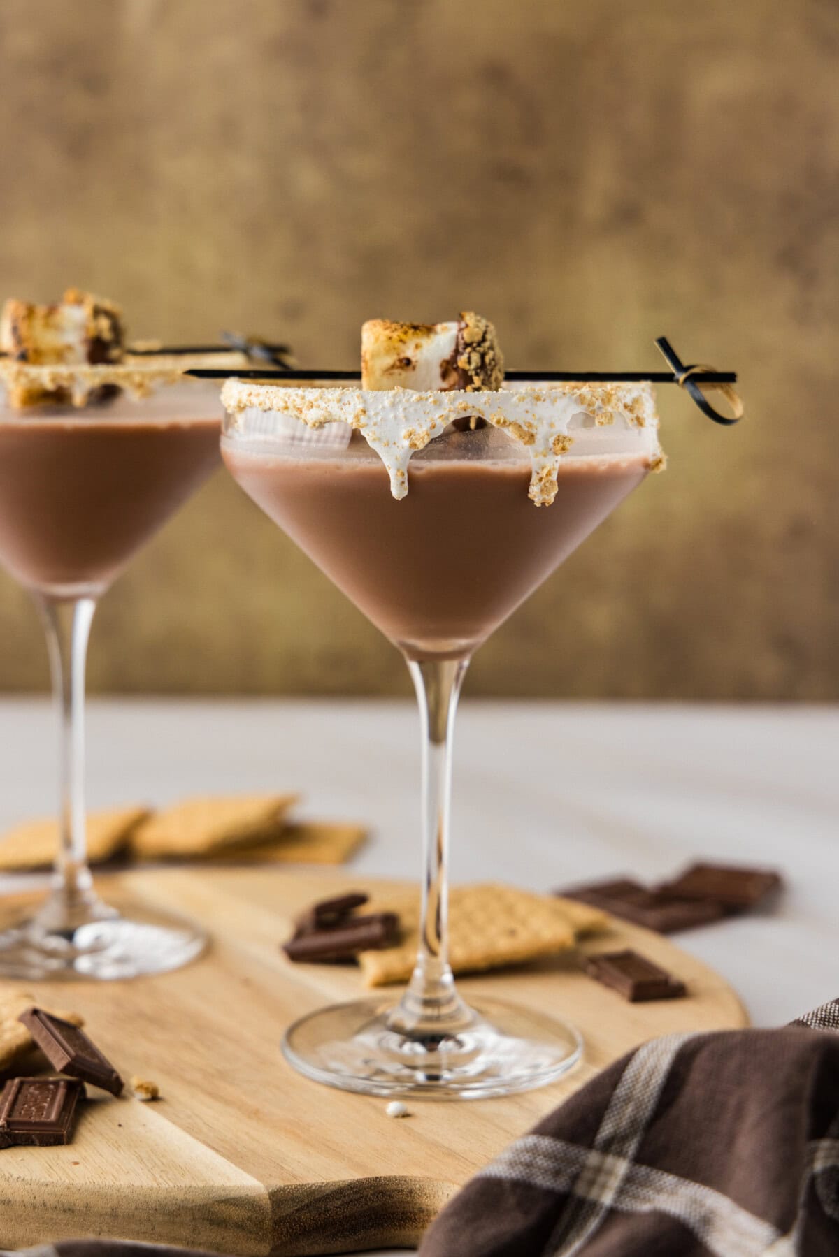 a S'mores Martini with marshmallow garnish
