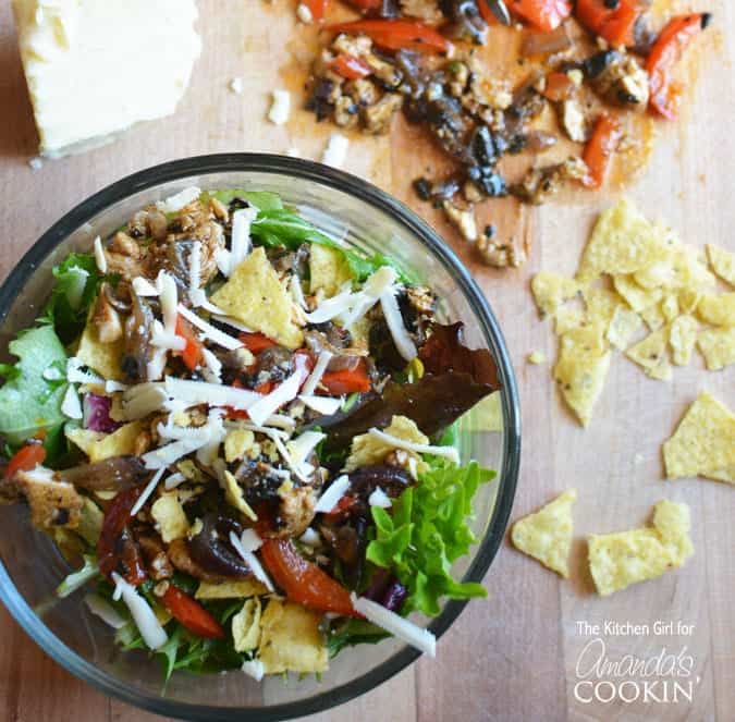 Chicken Fajita Salad in bowl