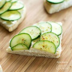 cucumber sandwich on cutting board
