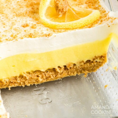 slice of lemon cheesecake pudding dessert