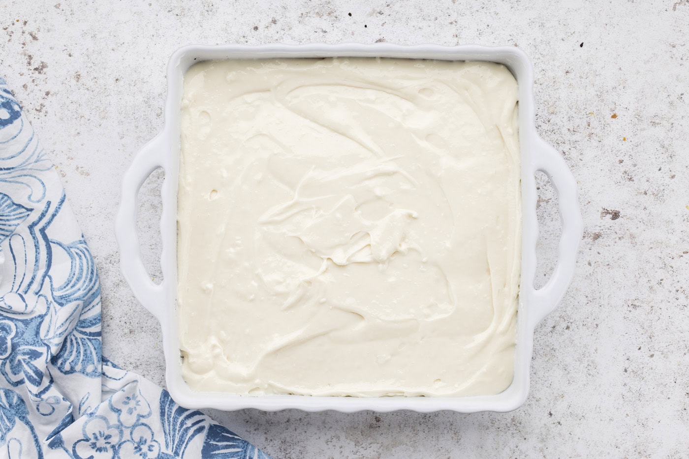 cheesecake ingredients in pan
