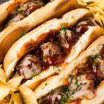 3 Slow Cooker BBQ Meatball Subs with vhips
