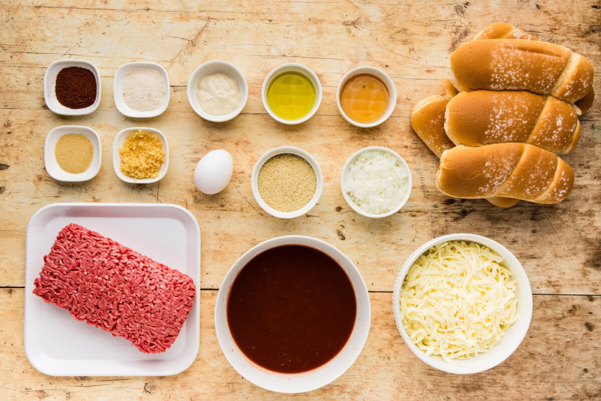 ingredients for Slow Cooker BBQ Meatball Subs