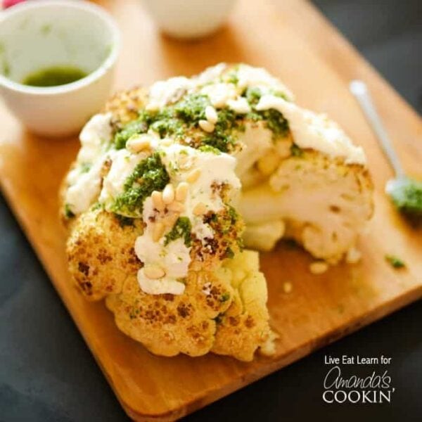 Roasted Cauliflower roast a whole cauliflower, delicious, healthy side