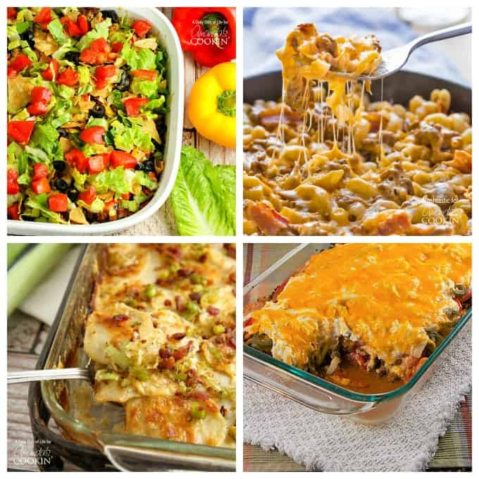 An assortment of pictures of casseroles.